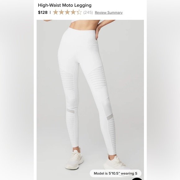 ALO Yoga White Motto  Leggings Size Medium-24” Inseam - Picture 1 of 11